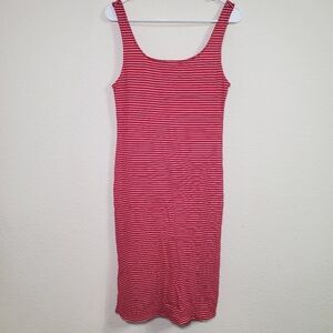 Heart Hips Red White Stripe Cami Slip Sun‎ Dress Womens Size Large Summer Fall